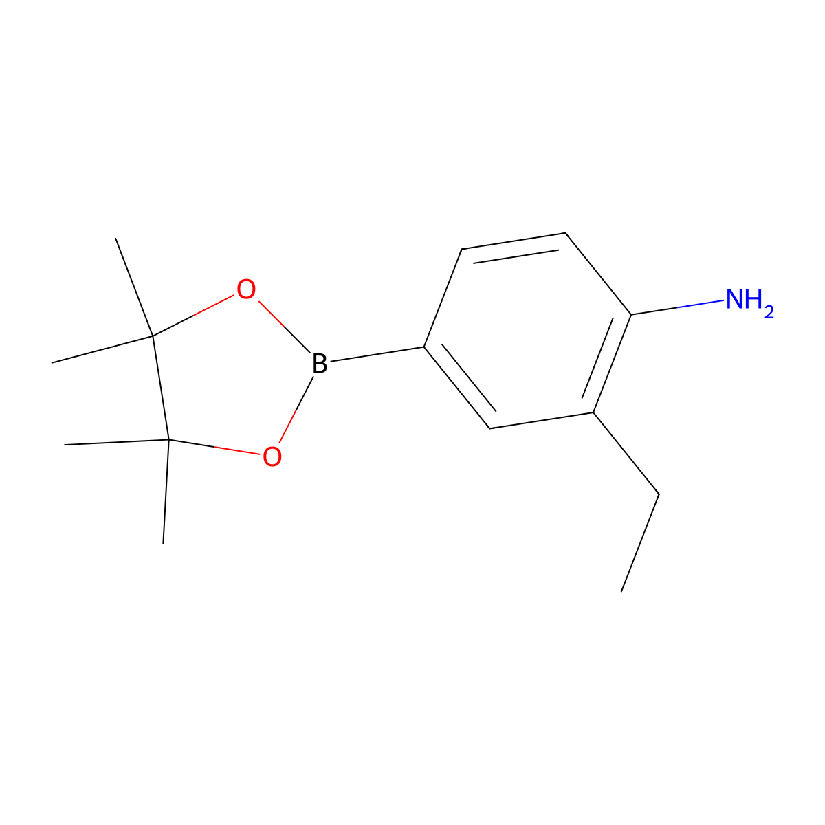 2-Ethyl-4-(4,4,5,5-tetramethyl-1,3,2-dioxaborolan-2-yl)aniline molecular structure, CAS 1596338-61-2