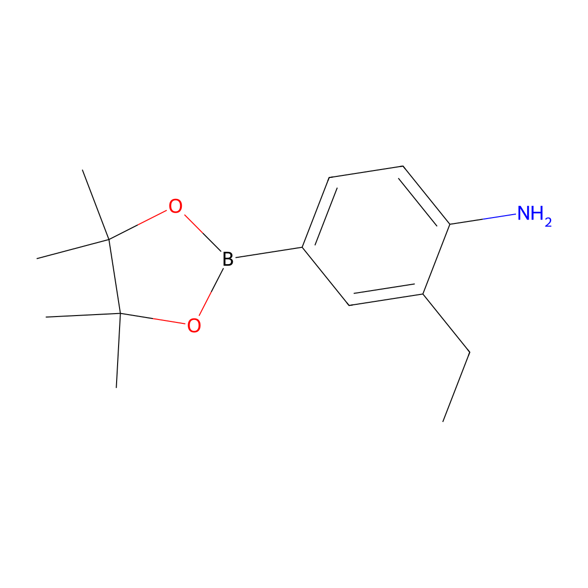2-Ethyl-4-(4,4,5,5-tetramethyl-1,3,2-dioxaborolan-2-yl)aniline molecular structure, CAS 1596338-61-2