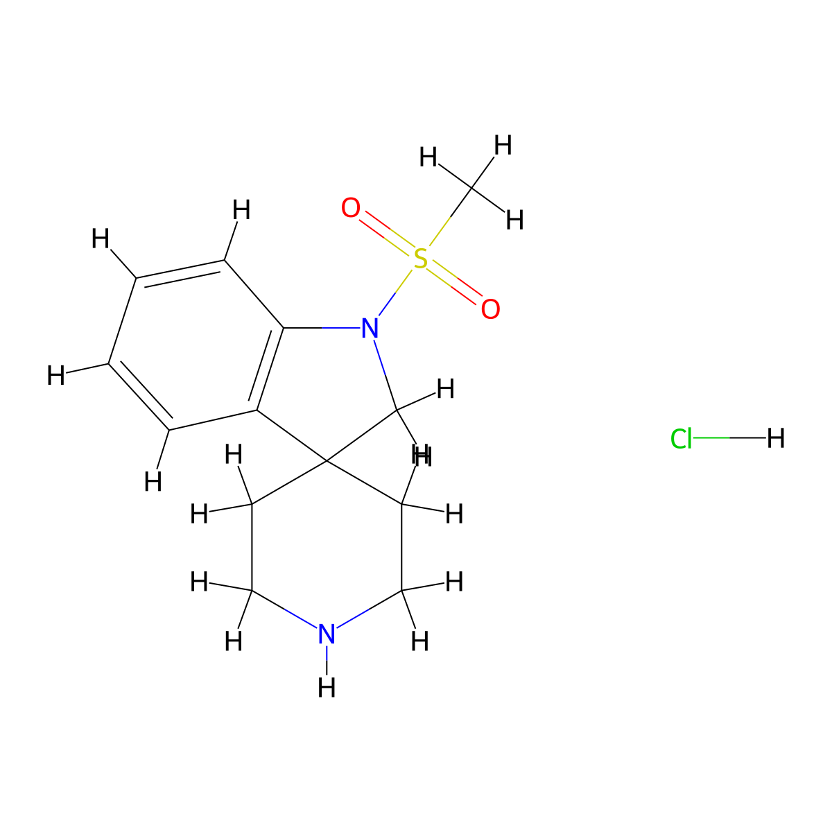 1-(Methylsulfonyl)spiro[indoline-3,4'-piperidine] hydrochloride molecular structure, CAS 159634-86-3