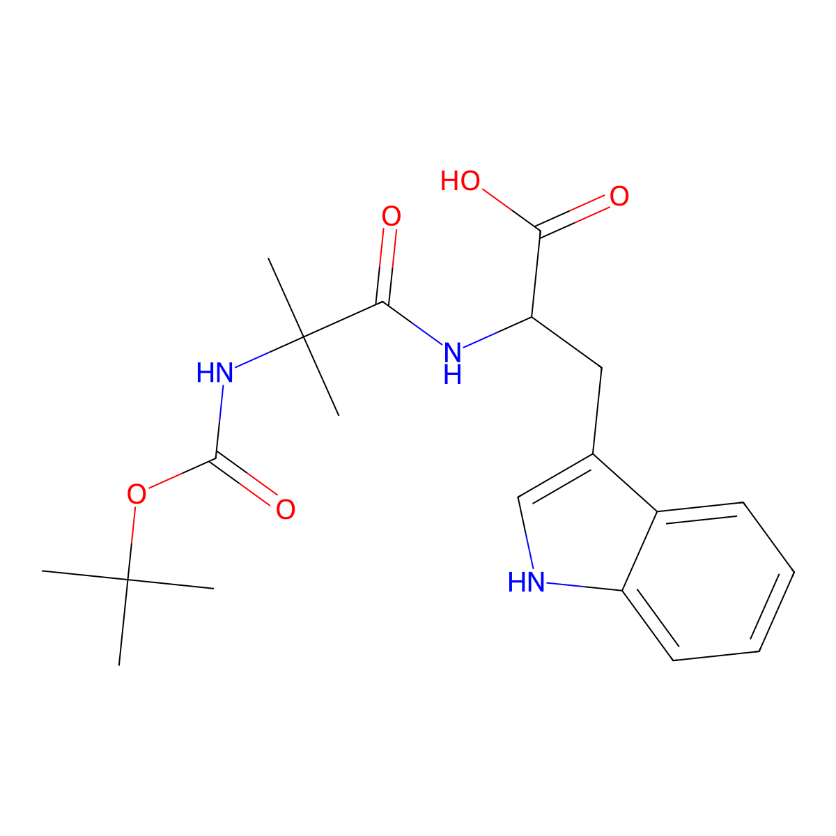 (R)-2-(2-((tert-Butoxycarbonyl)amino)-2-methylpropanamido)-3-(1H-indol-3-yl)propanoic acid molecular structure, CAS 159634-94-3