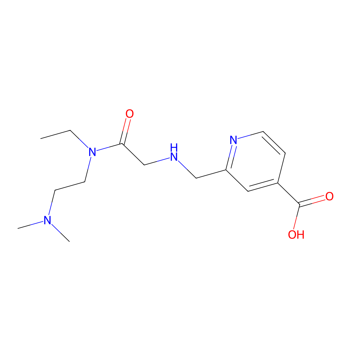 2-(((2-((2-(Dimethylamino)ethyl)(ethyl)amino)-2-oxoethyl)amino)methyl)isonicotinic acid molecular structure, CAS 1596348-16-1