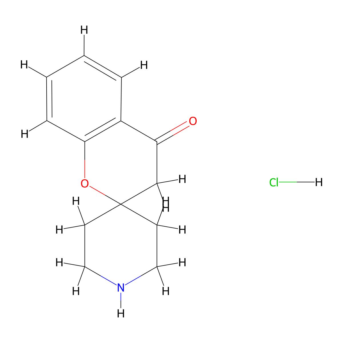 Spiro(1-benzopyran-2,4'-piperidin)-4(3H)-one--hydrogen chloride (1/1) molecular structure, CAS 159635-39-9