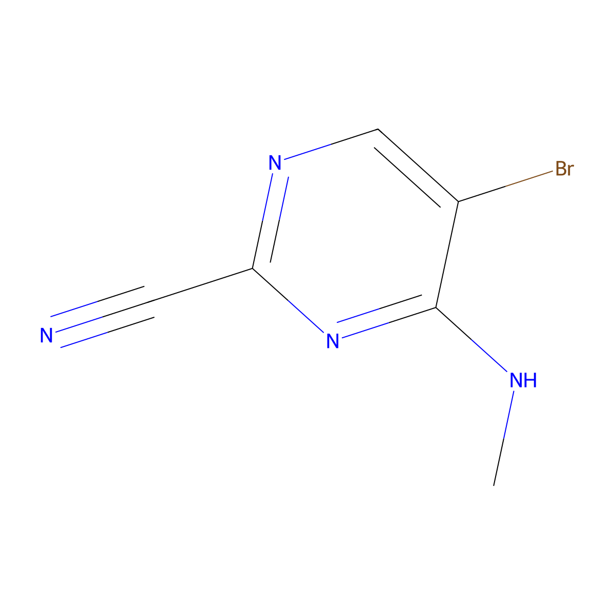 5-Bromo-4-(methylamino)pyrimidine-2-carbonitrile molecular structure, CAS 1596360-12-1