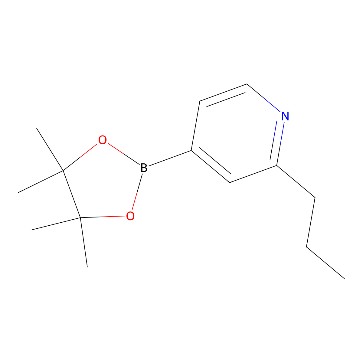 2-Propyl-4-(4,4,5,5-tetramethyl-1,3,2-dioxaborolan-2-yl)pyridine molecular structure, CAS 1596367-25-7