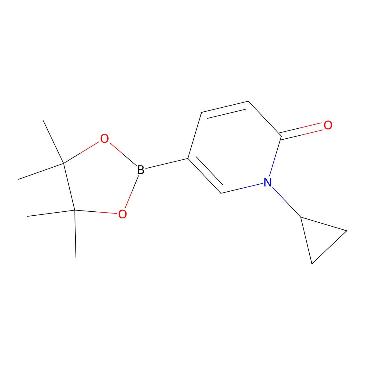 1-Cyclopropyl-5-(4,4,5,5-tetramethyl-1,3,2-dioxaborolan-2-YL)pyridin-2(1H)-one molecular structure, CAS 1596367-55-3