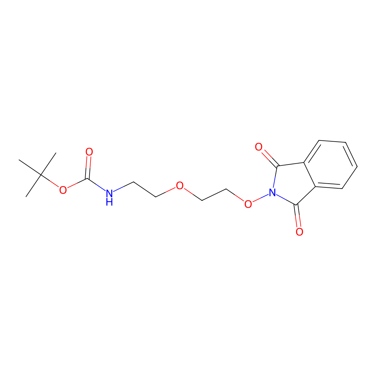 tert-Butyl (2-(2-((1,3-dioxoisoindolin-2-yl)oxy)ethoxy)ethyl)carbamate molecular structure, CAS 1596368-98-7