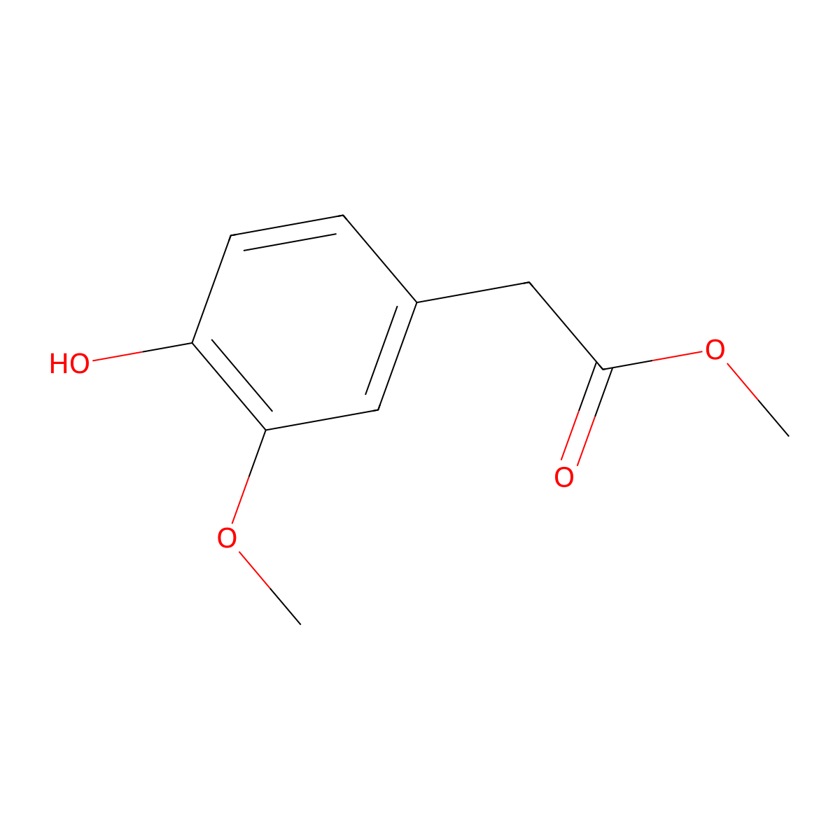 Methyl 4-hydroxy-3-methoxyphenylacetate molecular structure, CAS 15964-80-4