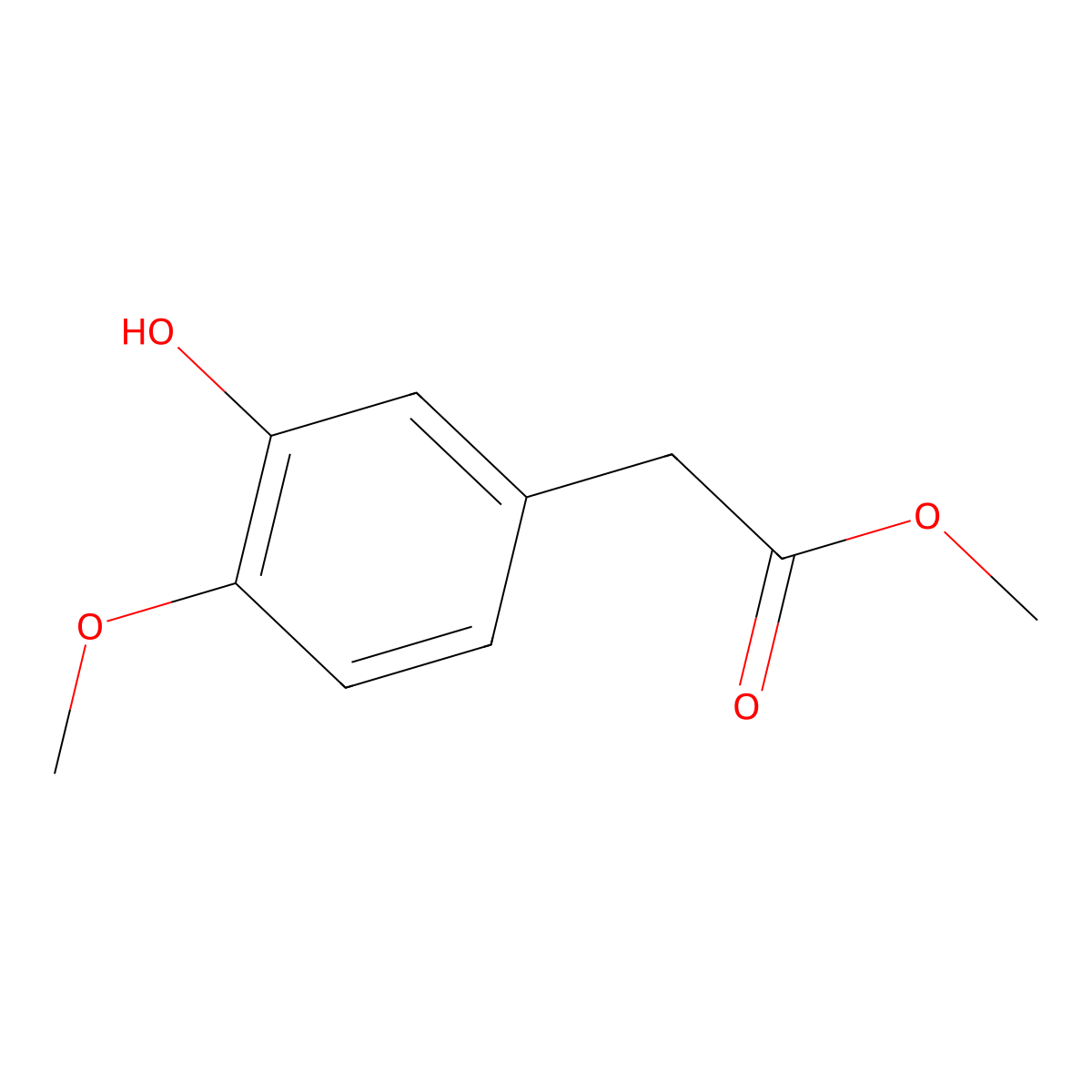Methyl 3-hydroxy-4-methoxyphenylacetate molecular structure, CAS 15964-81-5