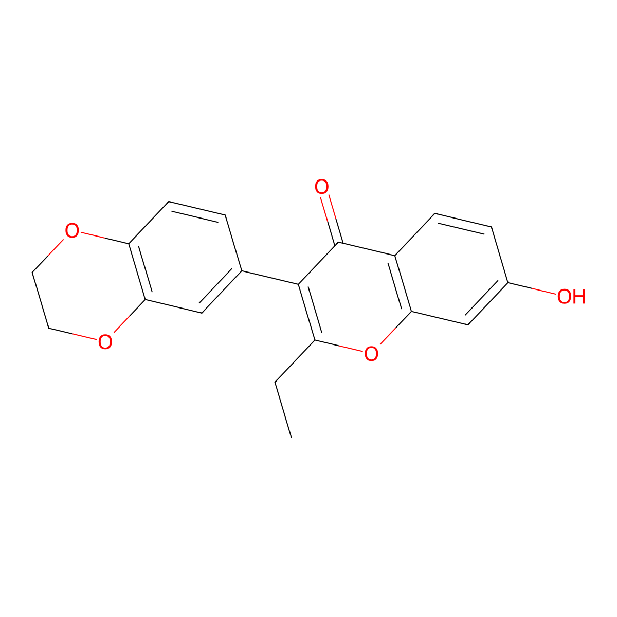 3-(2,3-dihydro-1,4-benzodioxin-6-yl)-2-ethyl-7-hydroxy-4H-chromen-4-one molecular structure, CAS 159647-62-8