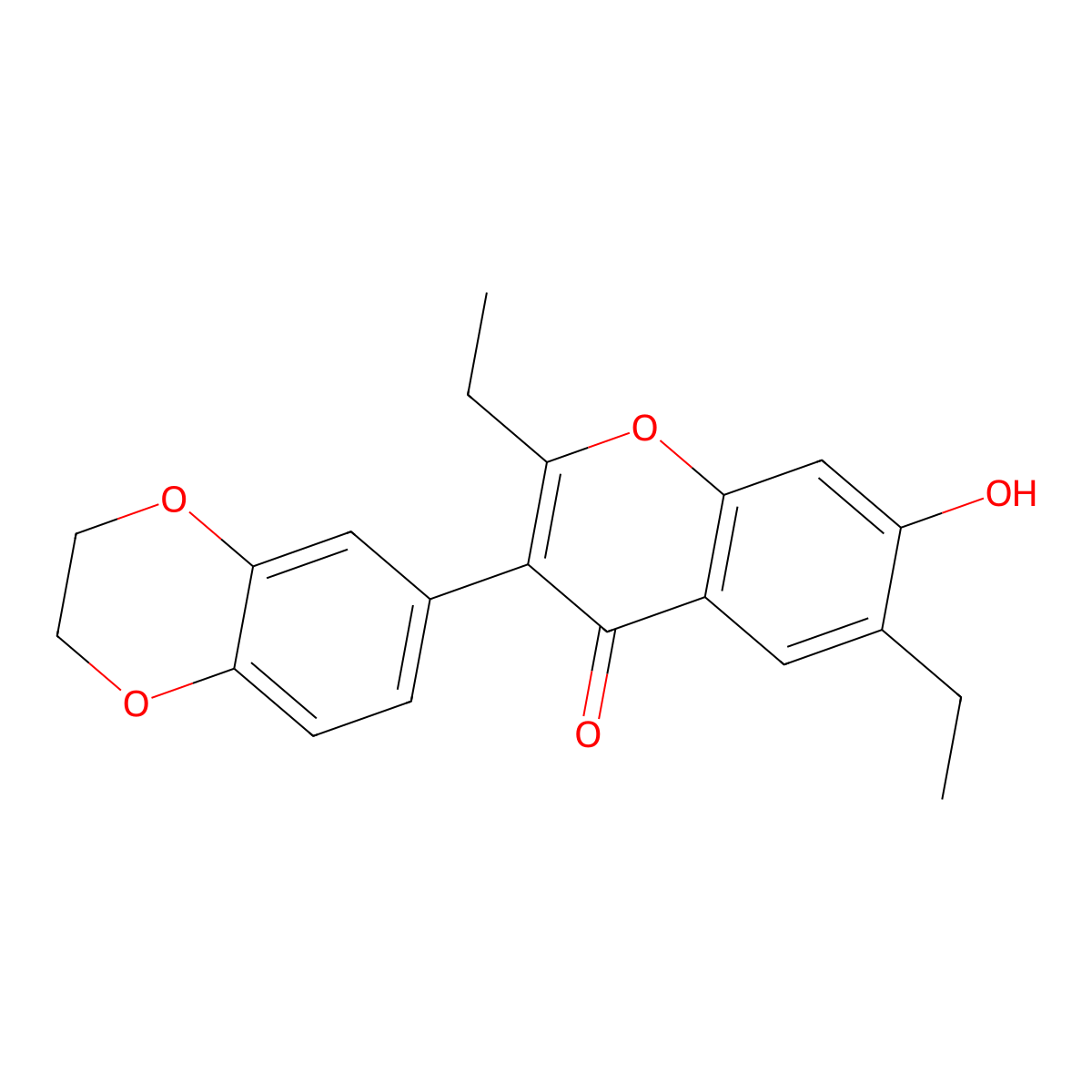 3-(2,3-dihydrobenzo[b][1,4]dioxin-6-yl)-2,6-diethyl-7-hydroxy-4H-chromen-4-one molecular structure, CAS 159647-63-9