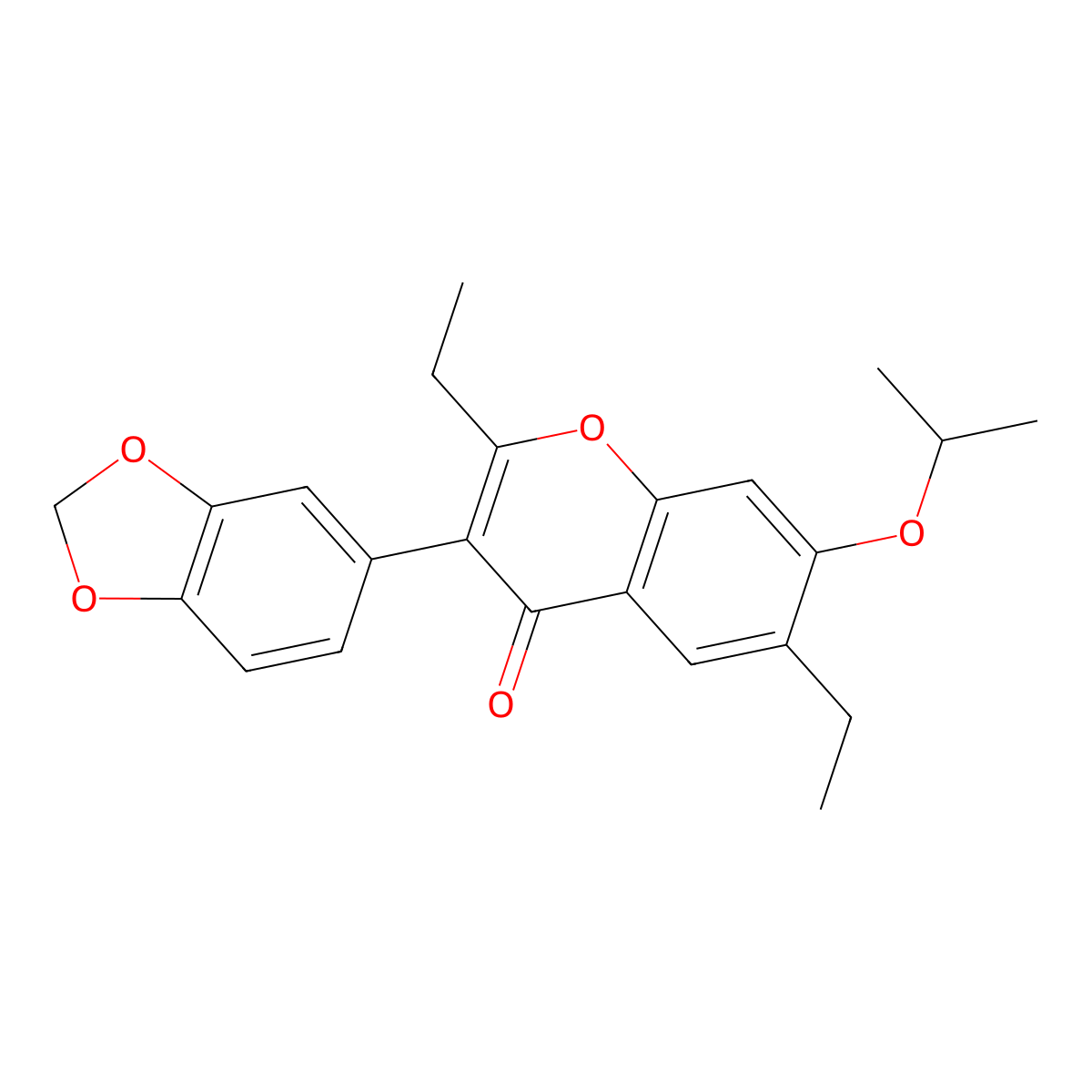 3-(benzo[d][1,3]dioxol-5-yl)-2,6-diethyl-7-isopropoxy-4H-chromen-4-one molecular structure, CAS 159647-65-1