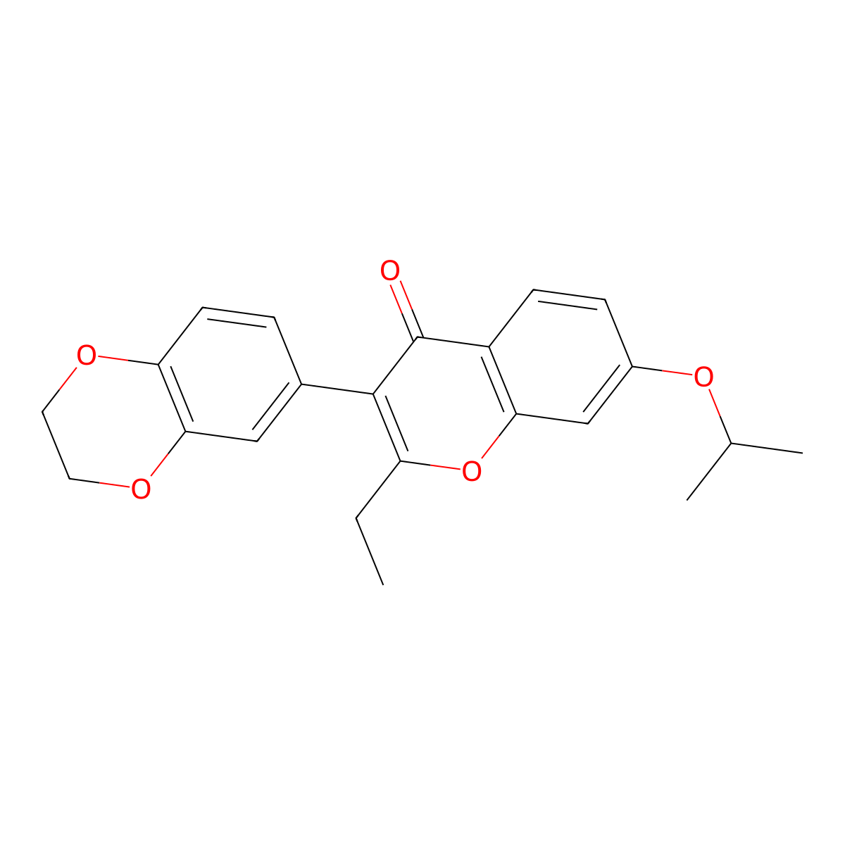 3-(2,3-dihydrobenzo[b][1,4]dioxin-6-yl)-2-ethyl-7-isopropoxy-4H-chromen-4-one molecular structure, CAS 159647-67-3