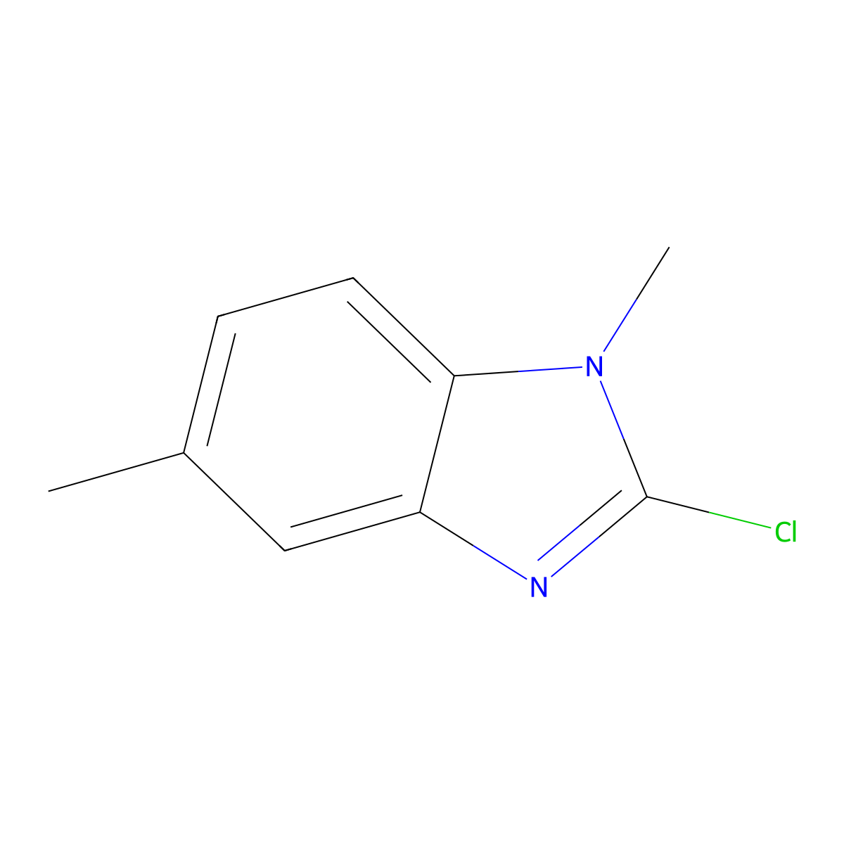 2-chloro-1,5-dimethyl-1H-1,3-benzodiazole molecular structure, CAS 15965-60-3