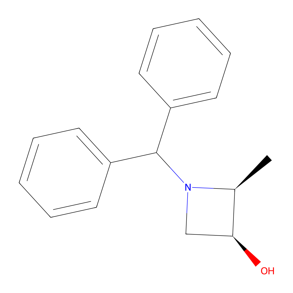 (2S,3S)-1-(diphenylmethyl)-2-methylazetidin-3-ol molecular structure, CAS 159651-60-2
