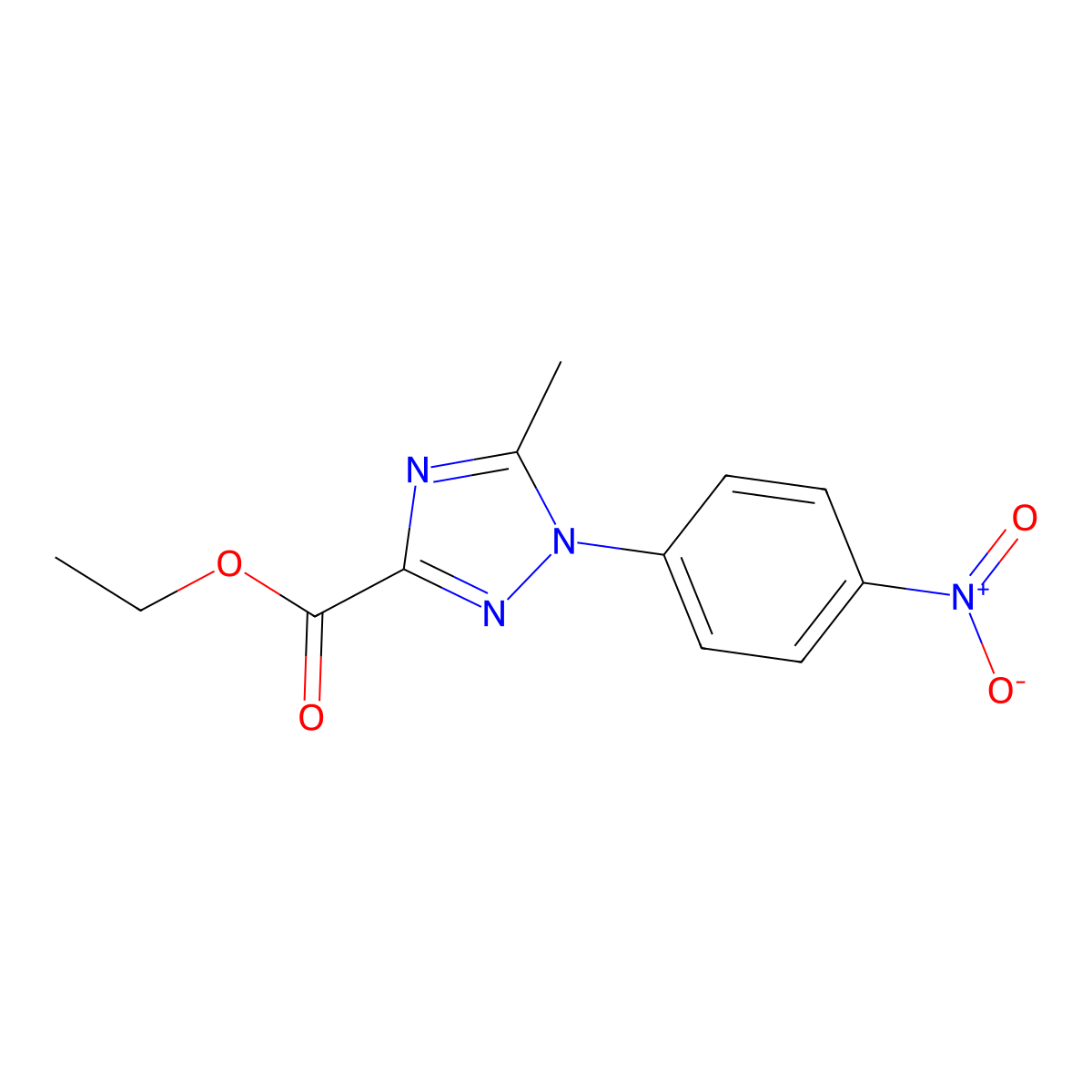ethyl 5-methyl-1-(4-nitrophenyl)-1H-1,2,4-triazole-3-carboxylate molecular structure, CAS 15966-46-8