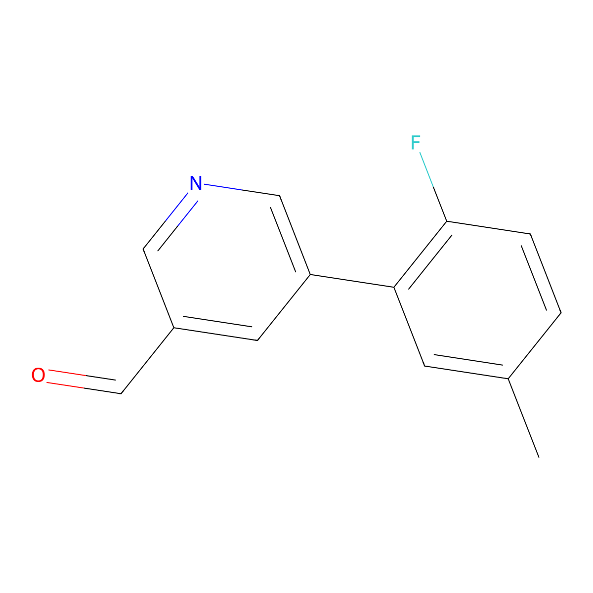 5-(2-Fluoro-5-methylphenyl)pyridine-3-carbaldehyde molecular structure, CAS 1596604-14-6