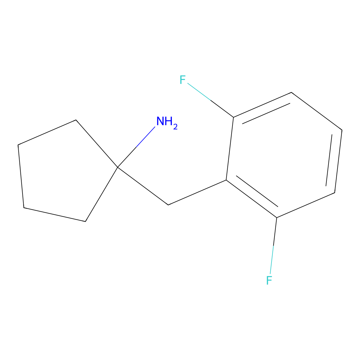 1-[(2,6-Difluorophenyl)methyl]cyclopentan-1-amine molecular structure, CAS 1596616-48-6