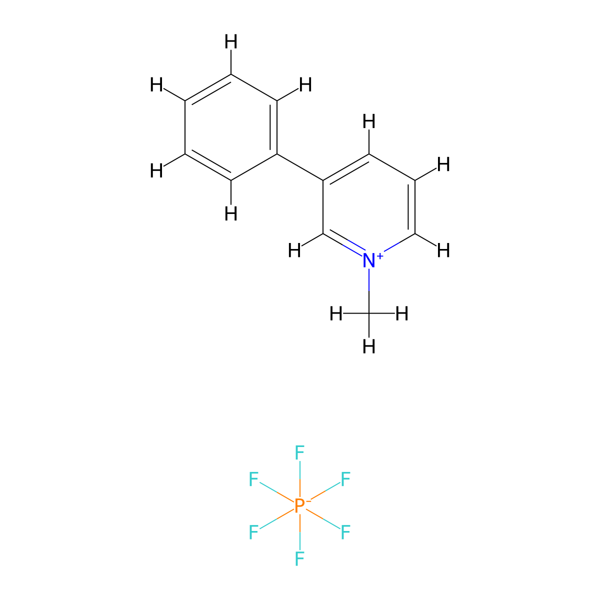 1-Methyl-3-phenylpyridinium hexafluorophosphate molecular structure, CAS 159662-81-4