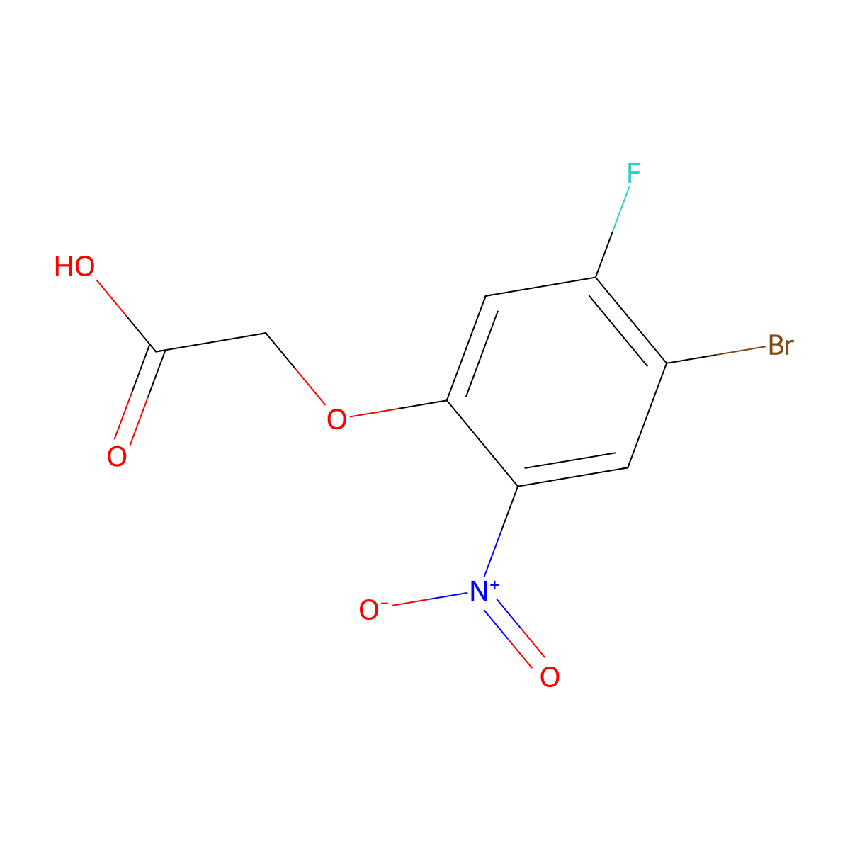 2-(4-Bromo-5-fluoro-2-nitrophenoxy)acetic acid molecular structure, CAS 1596642-80-6