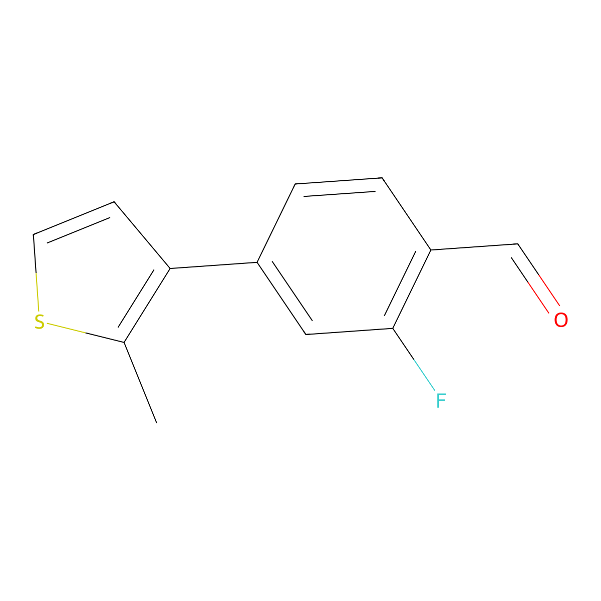 2-Fluoro-4-(2-methylthiophen-3-yl)benzaldehyde molecular structure, CAS 1596645-51-0