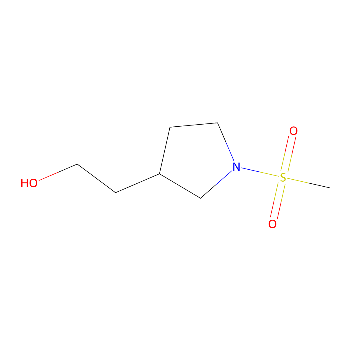 2-(1-Methanesulfonylpyrrolidin-3-yl)ethan-1-ol molecular structure, CAS 1596645-70-3