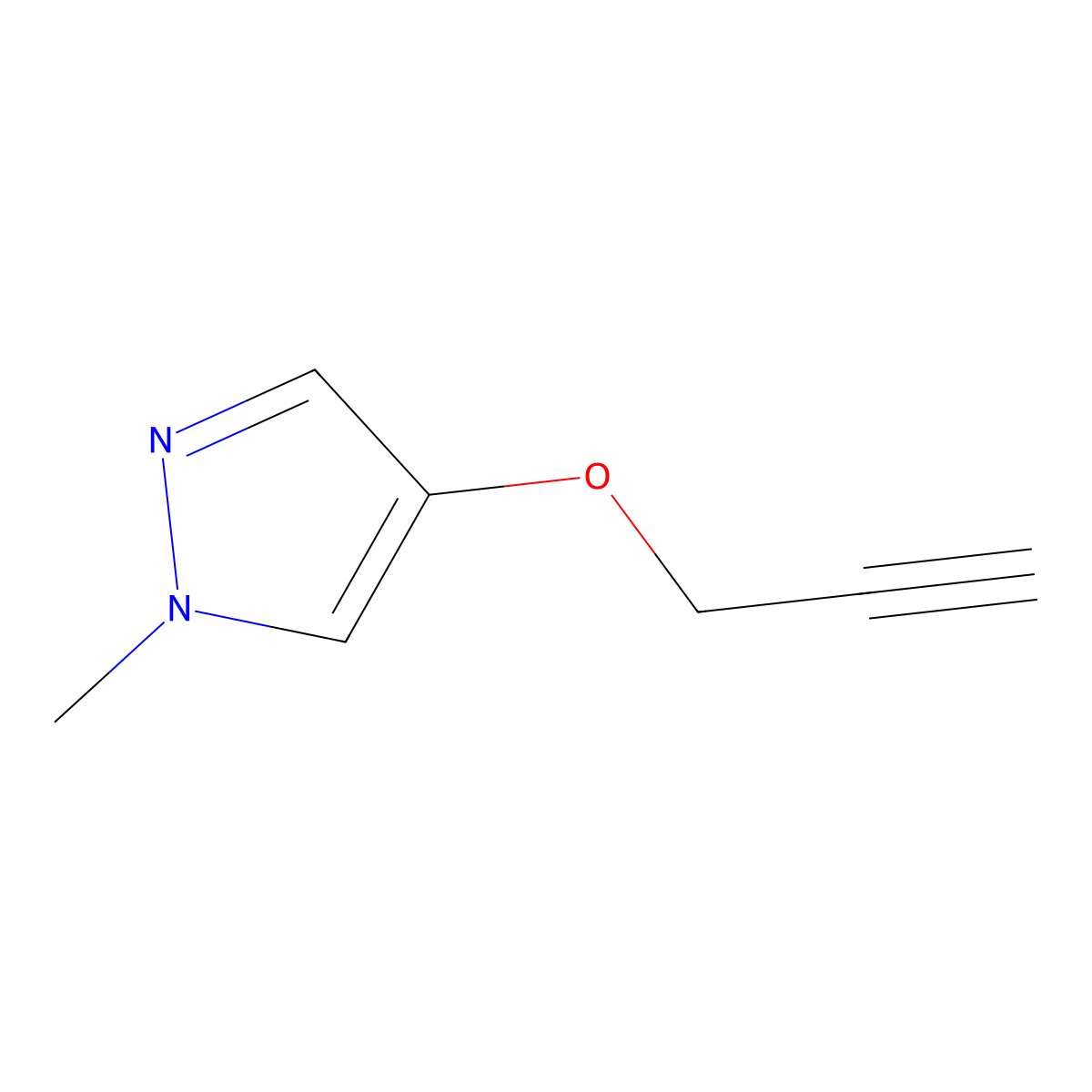 1-methyl-4-(prop-2-yn-1-yloxy)-1H-pyrazole molecular structure, CAS 1596649-92-1