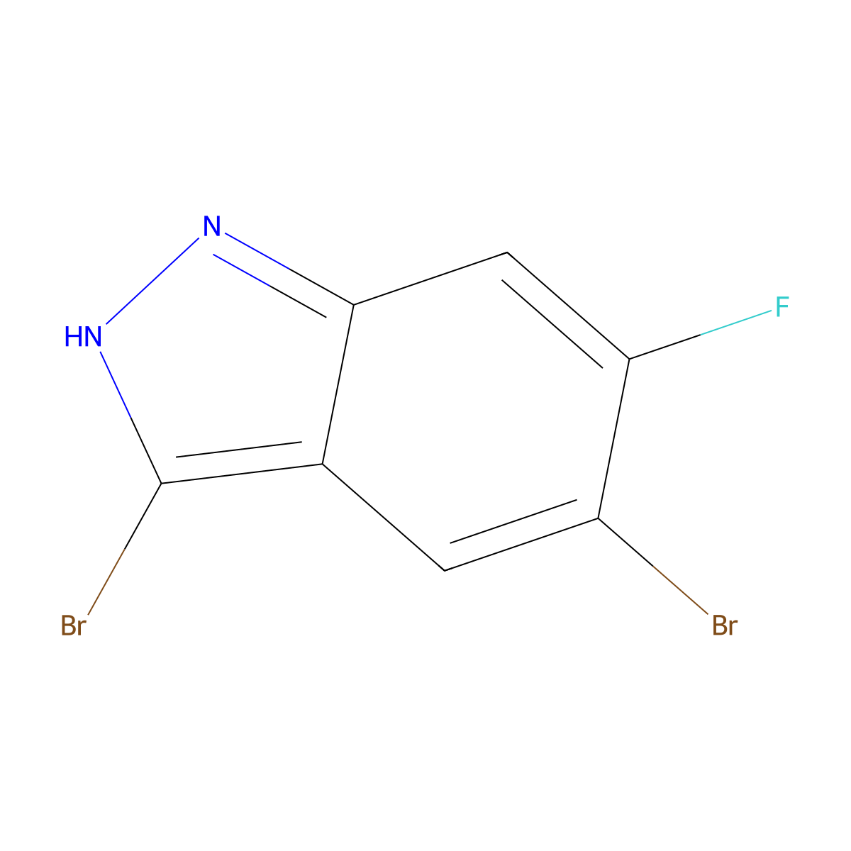 3,5-Dibromo-6-fluoro-1H-indazole molecular structure, CAS 1596649-98-7