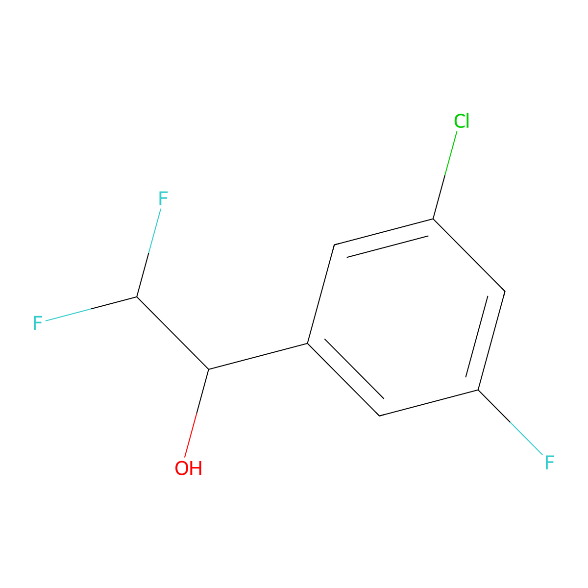 1-(3-Chloro-5-fluorophenyl)-2,2-difluoroethan-1-ol molecular structure, CAS 1596652-64-0