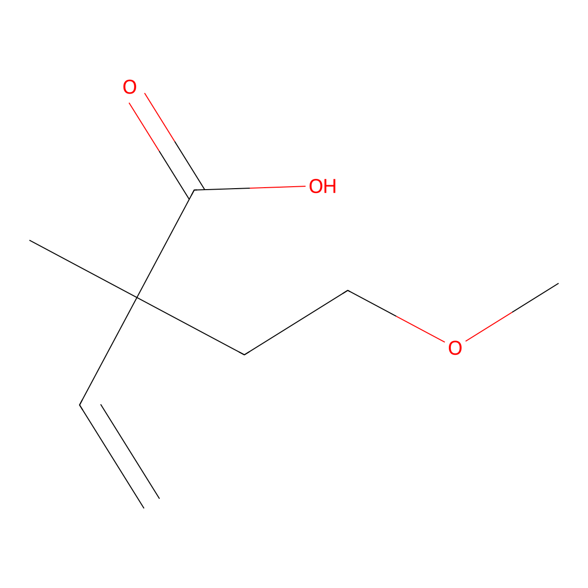 2-(2-Methoxyethyl)-2-methylbut-3-enoic acid molecular structure, CAS 1596663-95-4
