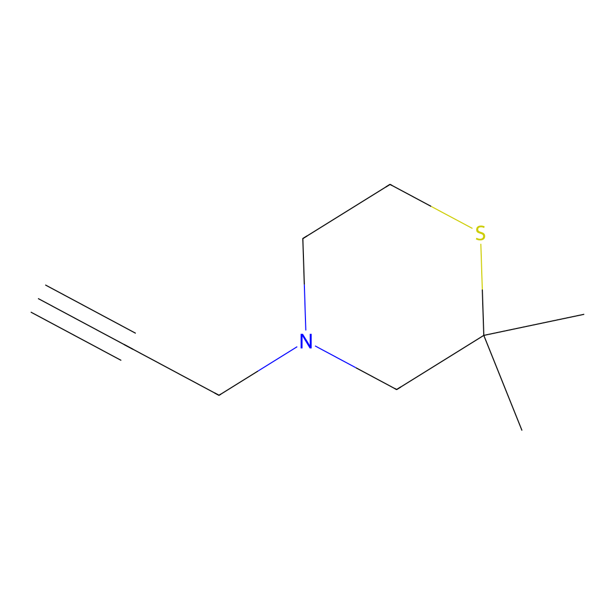 2,2-Dimethyl-4-(prop-2-yn-1-yl)thiomorpholine molecular structure, CAS 1596682-12-0