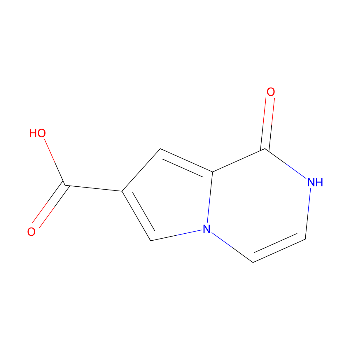 1-oxo-1H,2H-pyrrolo[1,2-a]pyrazine-7-carboxylic acid molecular structure, CAS 1596698-87-1