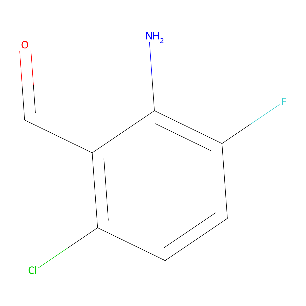 2-Amino-6-chloro-3-fluorobenzaldehyde molecular structure, CAS 1596699-61-4