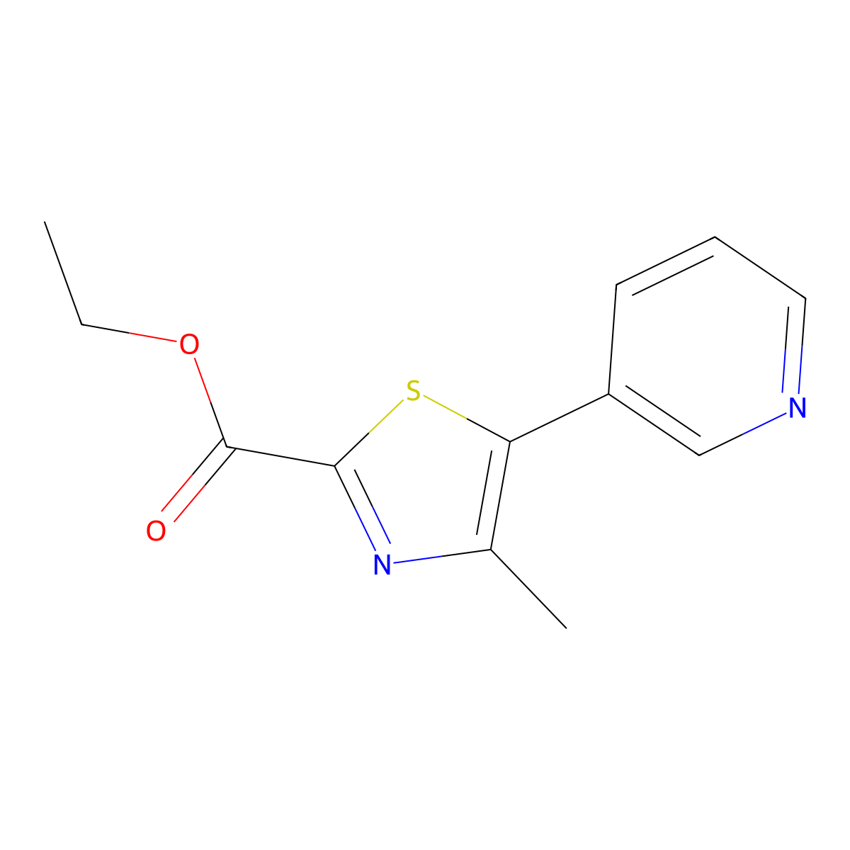 Ethyl 4-methyl-5-(3-pyridinyl)-2-thiazolecarboxylate molecular structure, CAS 159670-59-4
