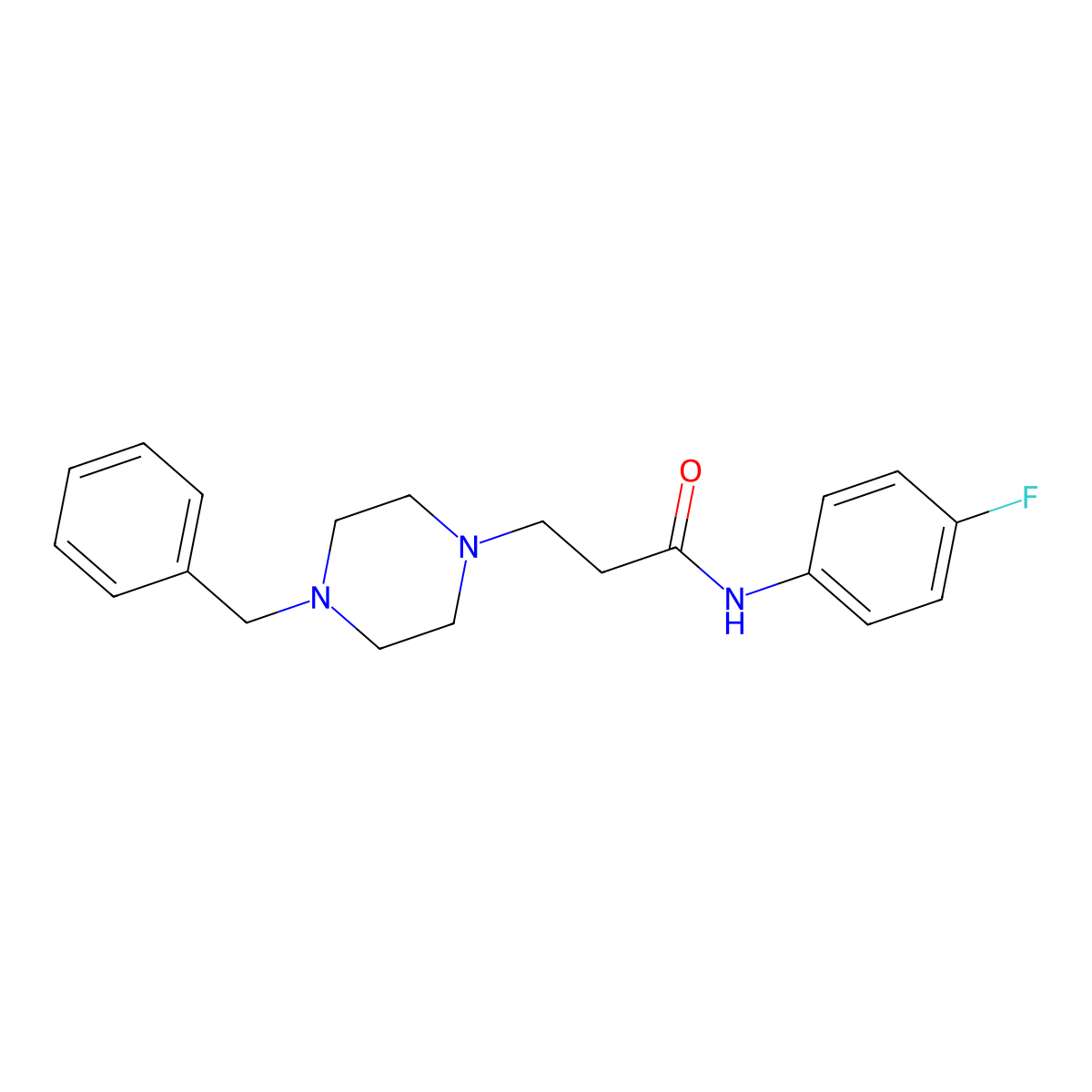 3-(4-benzylpiperazin-1-yl)-N-(4-fluorophenyl)propanamide molecular structure, CAS 159671-84-8