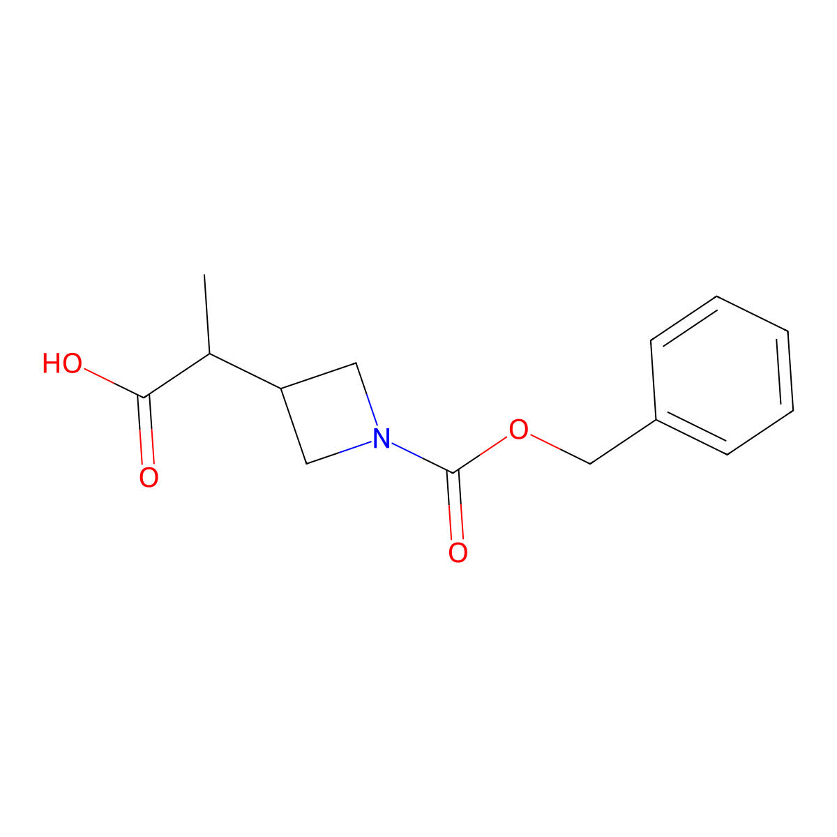 2-{1-[(Benzyloxy)carbonyl]azetidin-3-yl}propanoic acid molecular structure, CAS 1596727-37-5