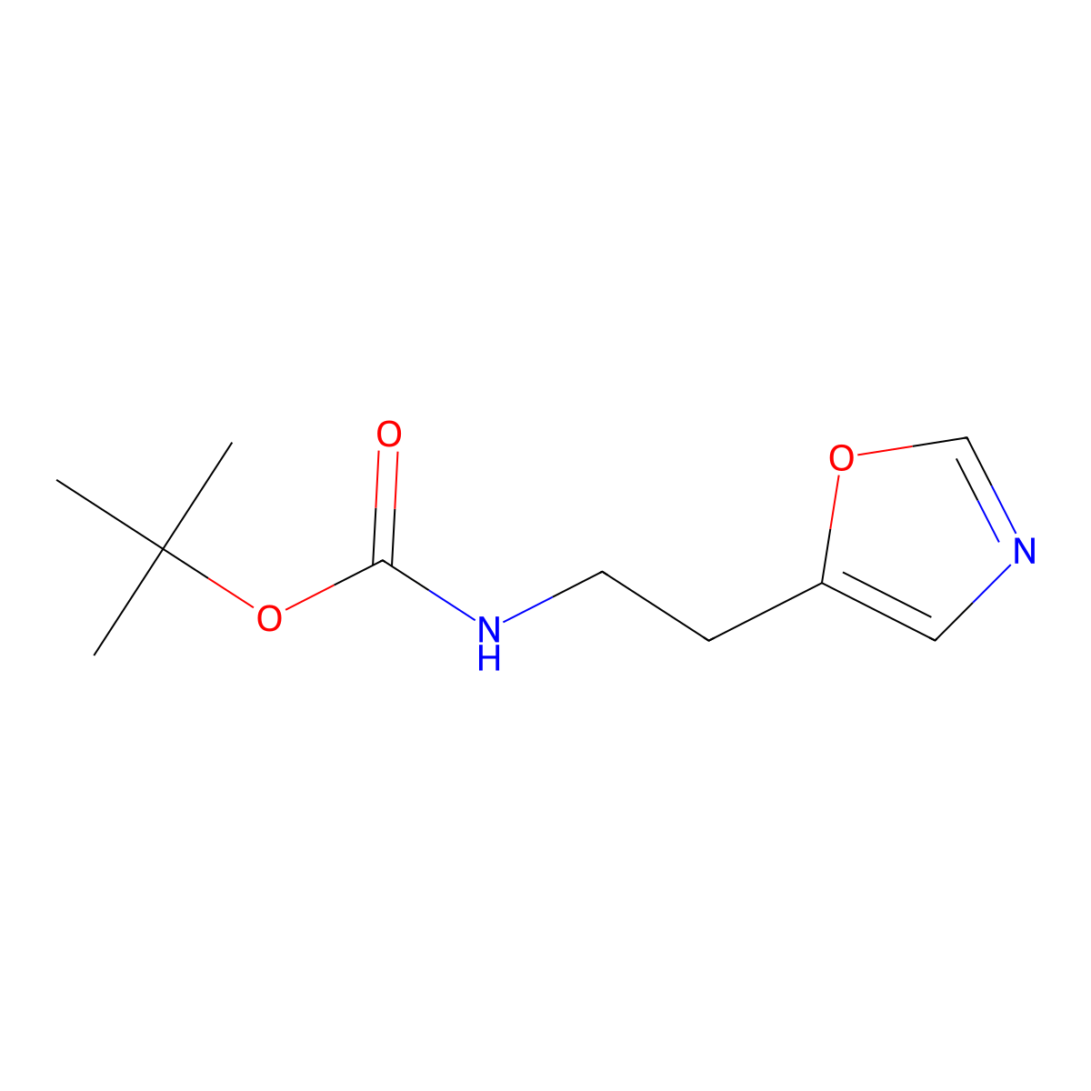 tert-butyl N-[2-(1,3-oxazol-5-yl)ethyl]carbamate molecular structure, CAS 1596748-48-9