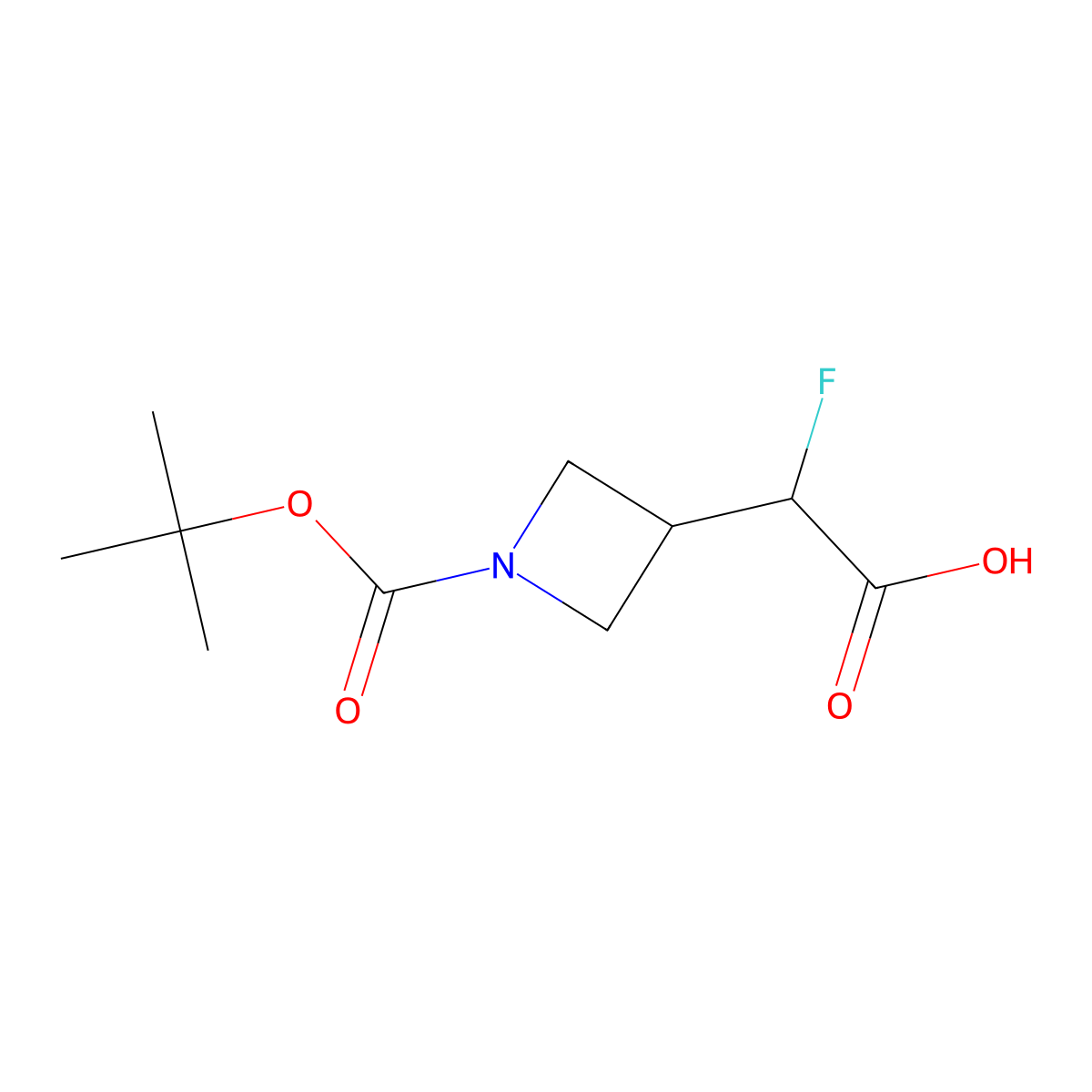 2-(1-(Tert-butoxycarbonyl)azetidin-3-yl)-2-fluoroacetic acid molecular structure, CAS 1596752-15-6