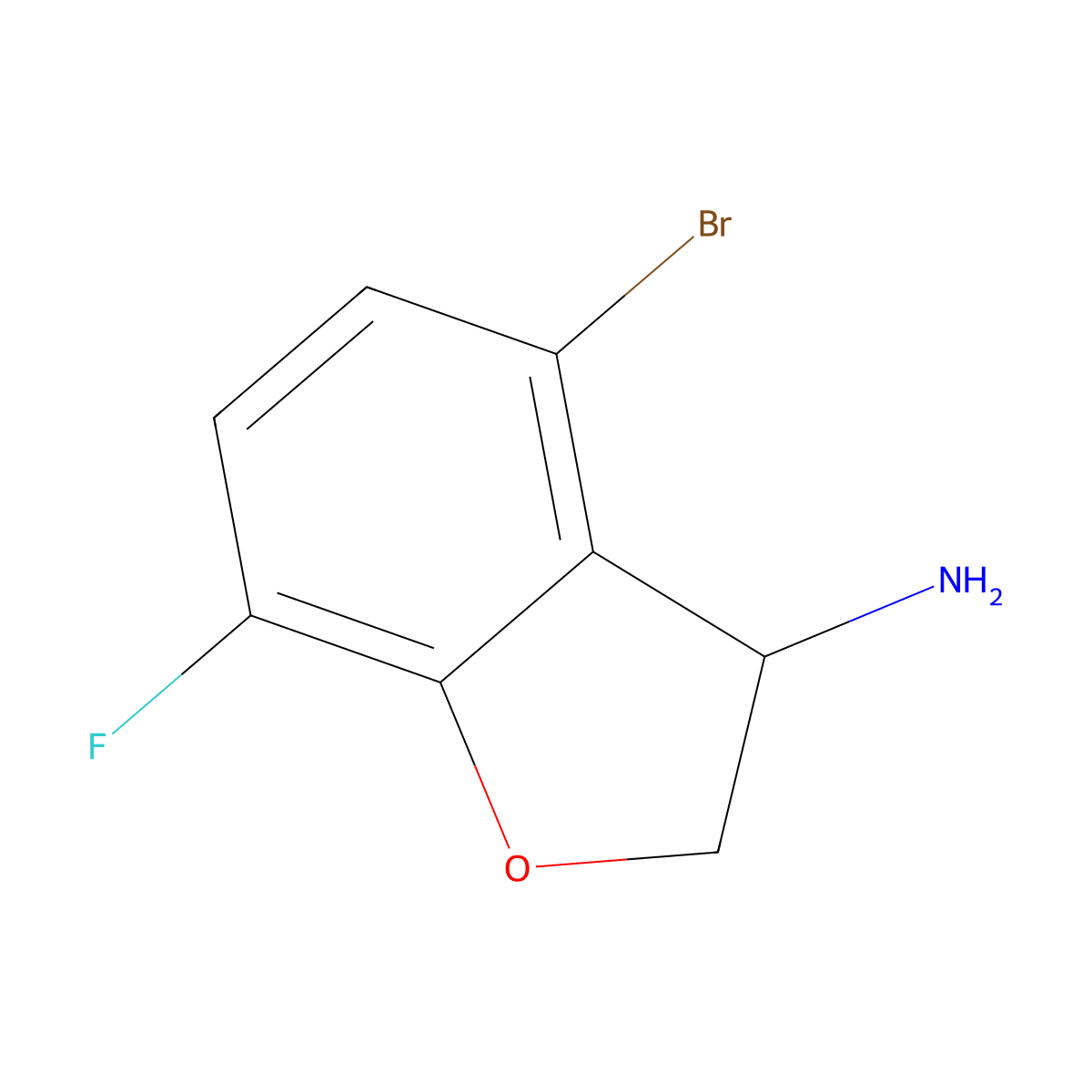 4-Bromo-7-fluoro-2,3-dihydrobenzofuran-3-amine molecular structure, CAS 1596794-02-3
