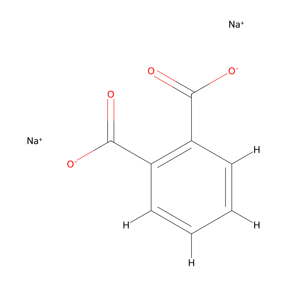 Disodium phthalate molecular structure, CAS 15968-01-1
