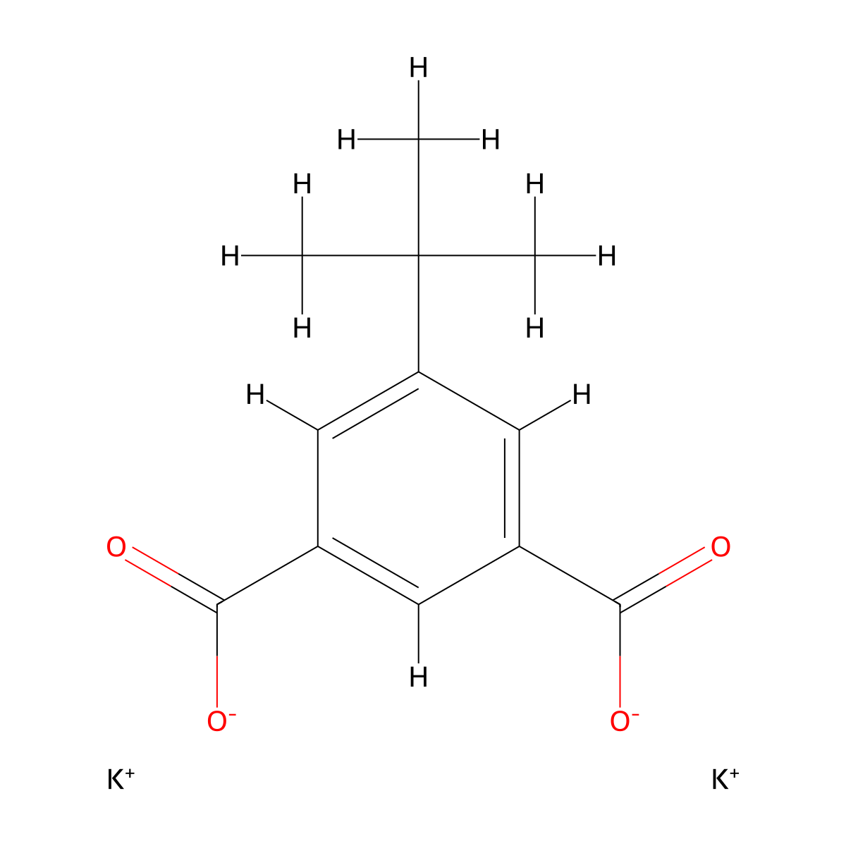 1,3-Benzenedicarboxylic acid, 5-(1,1-dimethylethyl)-, potassium salt (1:2) molecular structure, CAS 15968-02-2