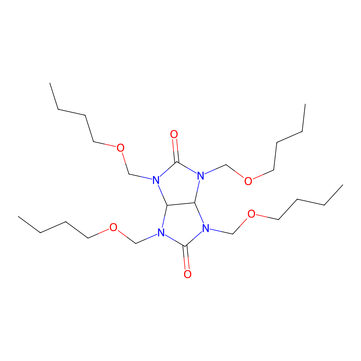 1,3,4,6-Tetrakis(butoxymethyl)tetrahydroimidazo(4,5-d)imidazole-2,5(1H,3H)-dione molecular structure, CAS 15968-37-3