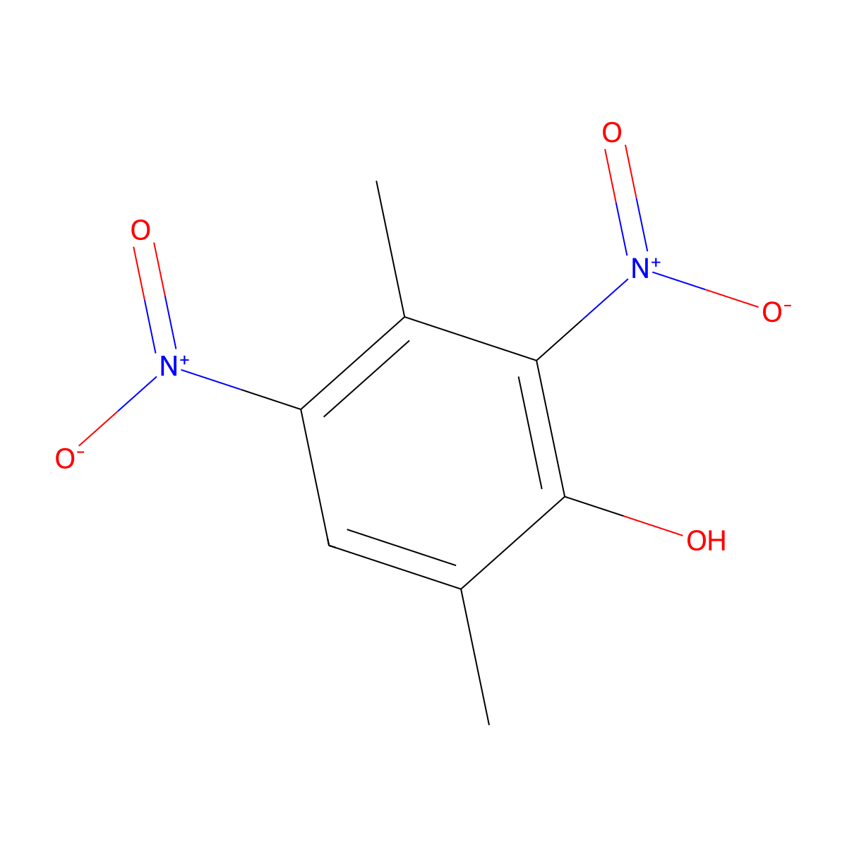 2,5-Xylenol, 4,6-dinitro- molecular structure, CAS 15968-56-6