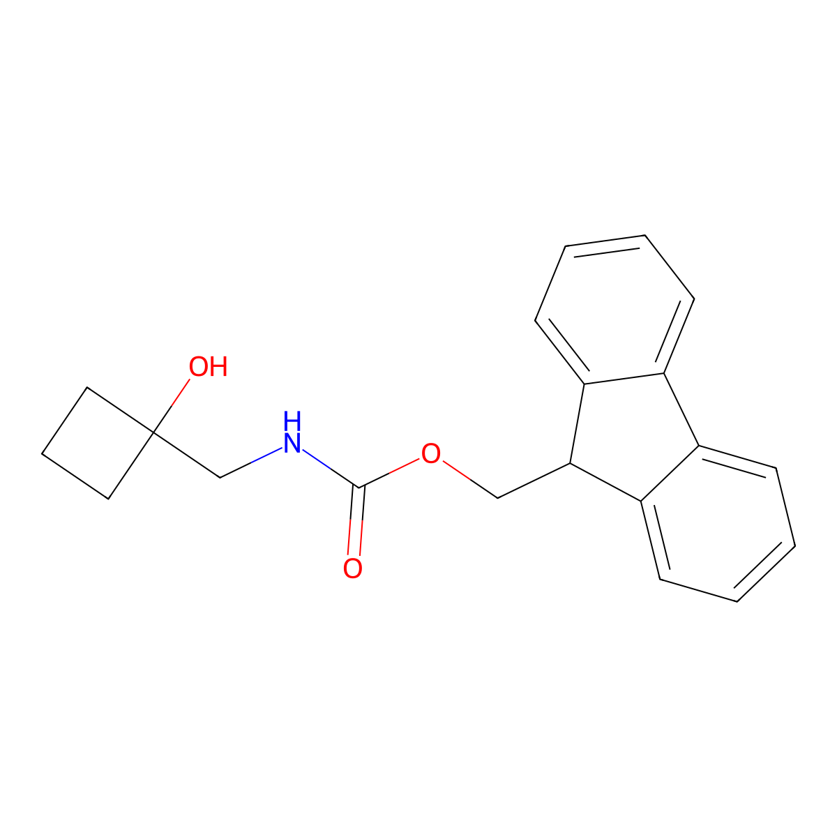 (9H-fluoren-9-yl)methyl N-[(1-hydroxycyclobutyl)methyl]carbamate molecular structure, CAS 1596824-78-0
