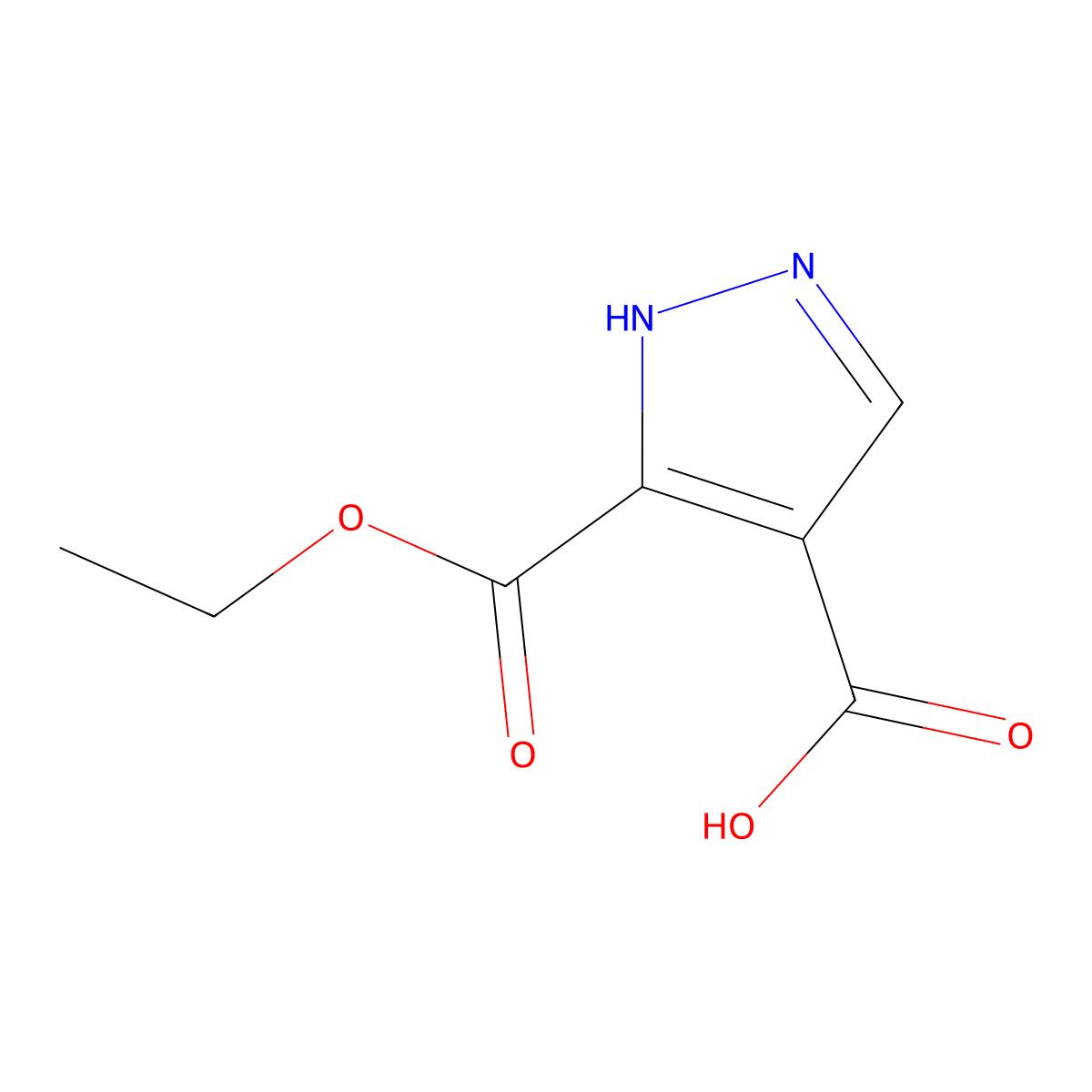 3-(Ethoxycarbonyl)-1H-pyrazole-4-carboxylic acid molecular structure, CAS 1596846-43-3