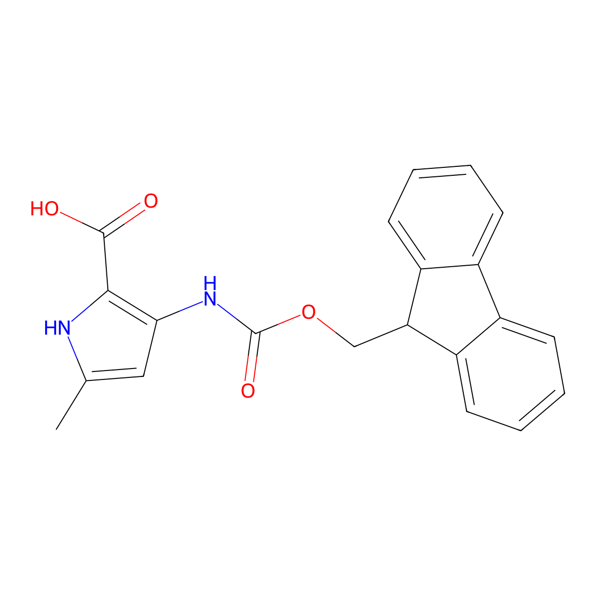 3-({[(9H-fluoren-9-yl)methoxy]carbonyl}amino)-5-methyl-1H-pyrrole-2-carboxylic acid molecular structure, CAS 1596849-50-1