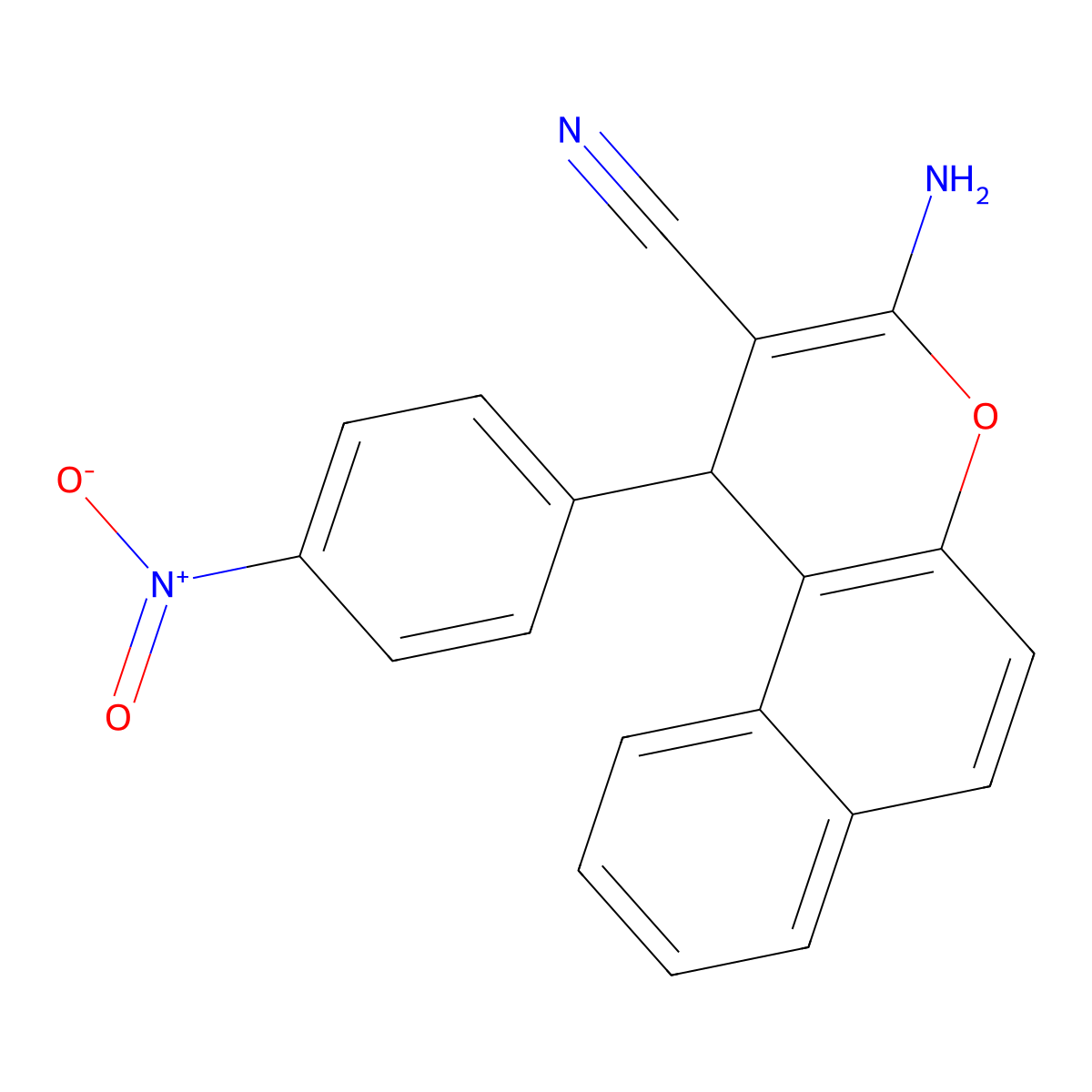 3-amino-1-(4-nitrophenyl)-1H-benzo[f]chromene-2-carbonitrile molecular structure, CAS 159685-73-1