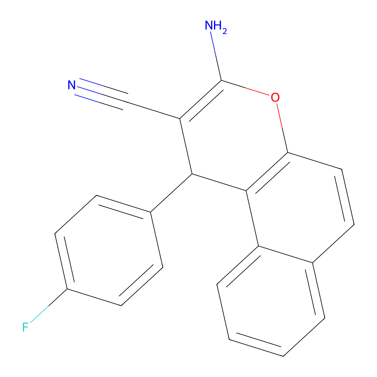 3-amino-1-(4-fluorophenyl)-1H-benzo[f]chromene-2-carbonitrile molecular structure, CAS 159685-77-5