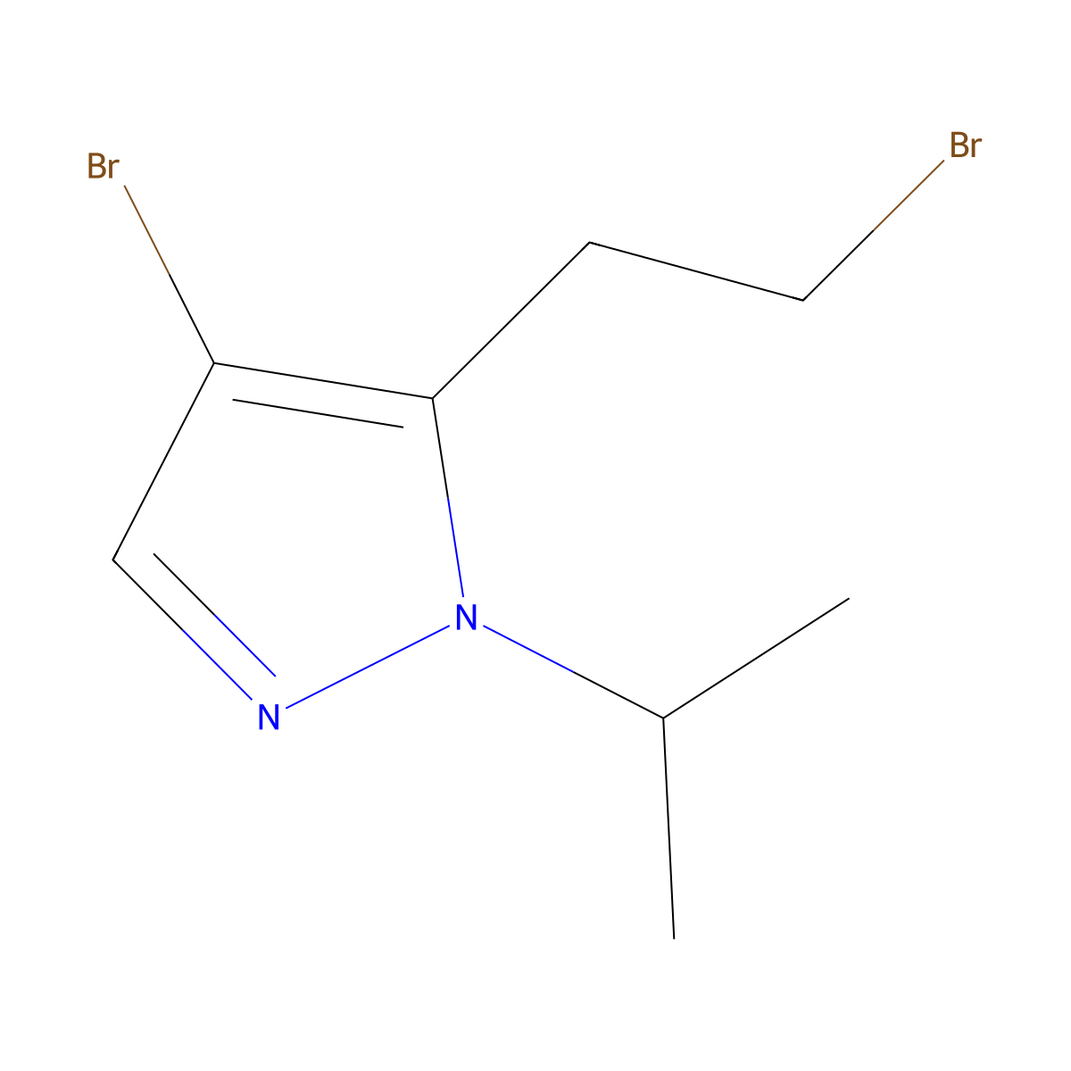 4-bromo-5-(2-bromoethyl)-1-(propan-2-yl)-1H-pyrazole molecular structure, CAS 1596873-26-5