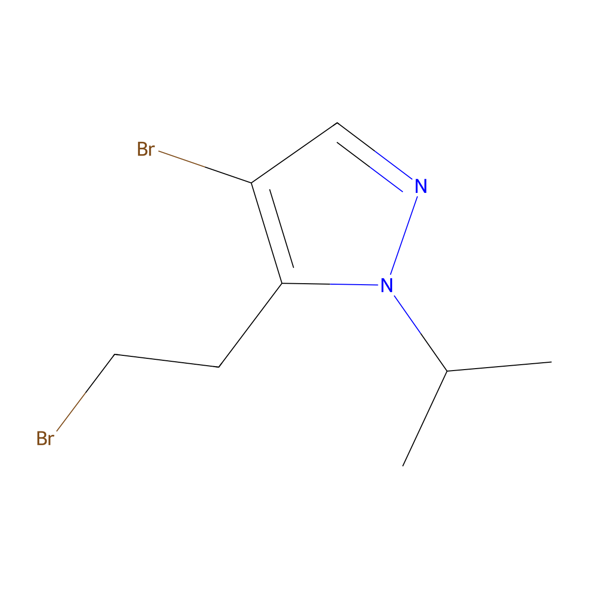 4-bromo-5-(2-bromoethyl)-1-(propan-2-yl)-1H-pyrazole molecular structure, CAS 1596873-26-5