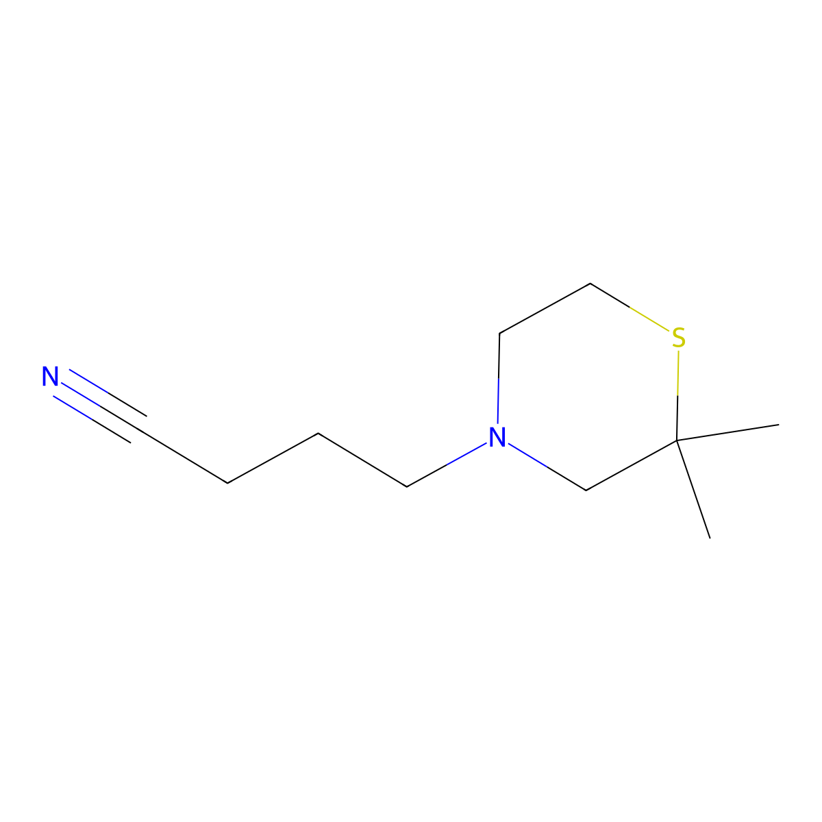 4-(2,2-Dimethylthiomorpholin-4-yl)butanenitrile molecular structure, CAS 1596915-86-4